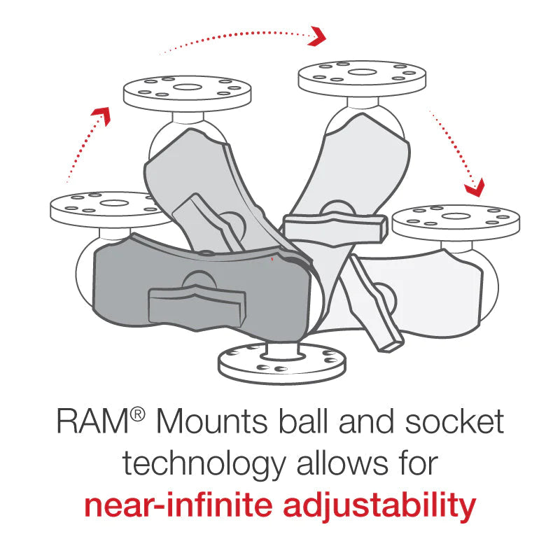 RAM® C SIZE SHORT UNIVERSAL DOUBLE BALL MOUNT WITH TWO ROUND PLATES