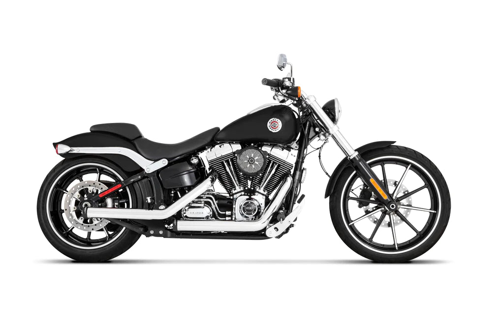 RINEHART 3" SOFTAIL SLIP-ONS CHROME WITH BLACK STRAIGHT END CAP - FITMENT 1