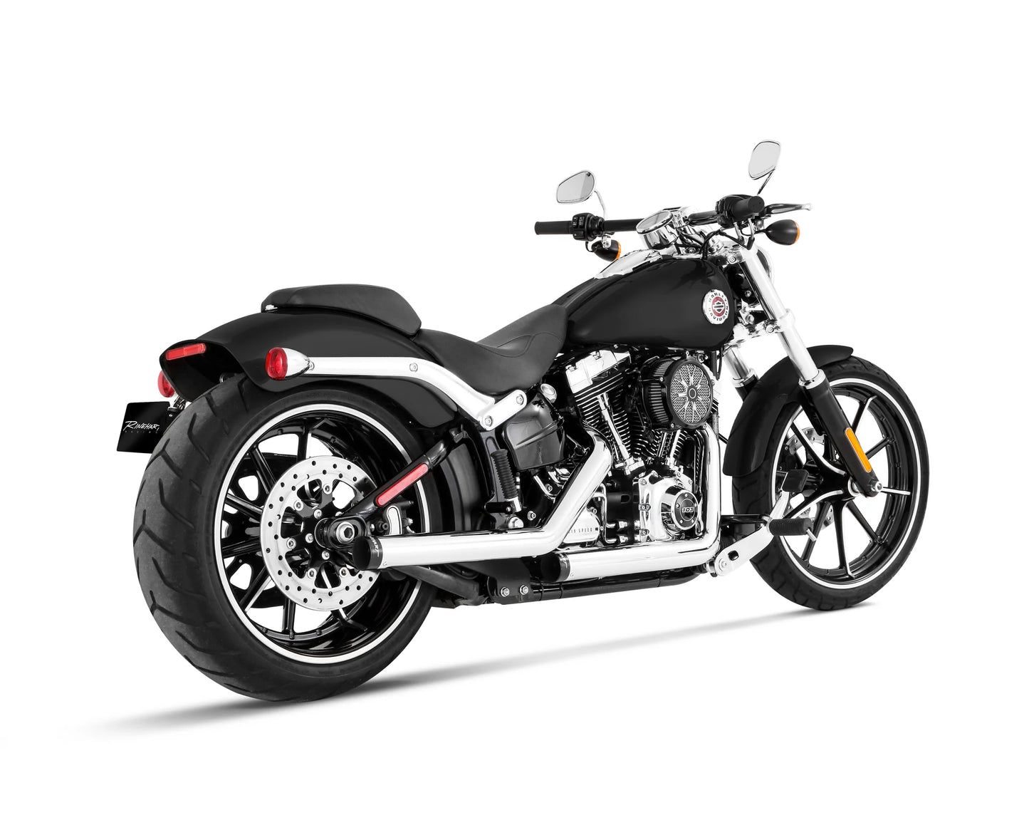 RINEHART SOFTAIL KICK BACKS 2-INTO-2 CHROME WITH BLACK END CAPS