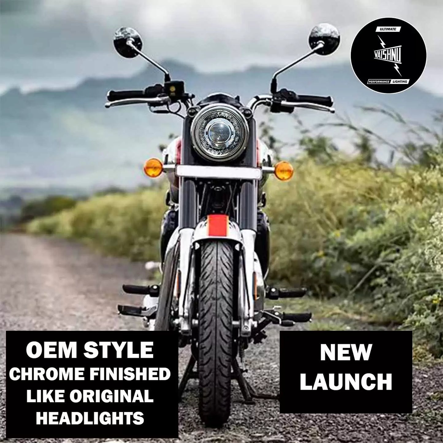 Vaishnu Touring Headlight For Royal Enfield Classic Reborn & J Series Bullet (BS6)