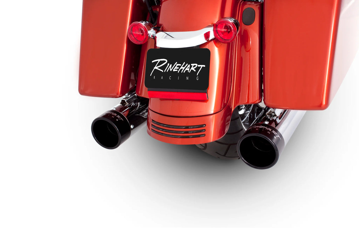 RINEHART ALL TOURING MODELS MILWAUKEE EIGHT - 4" SLIP-ON MUFFLERS CHROME WITH BLACK END CAPS