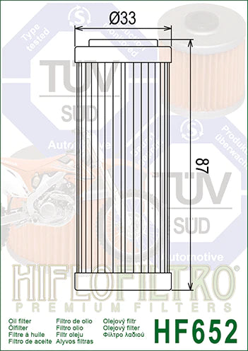 OIL FILTER 652 - HIFLO (STD)