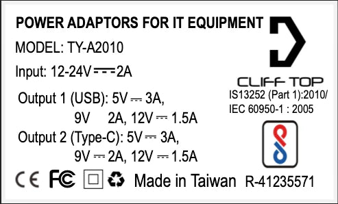 Cliff Top Handlebar Mounted 36W PD USB-C + QC 3.0 (Plastic)