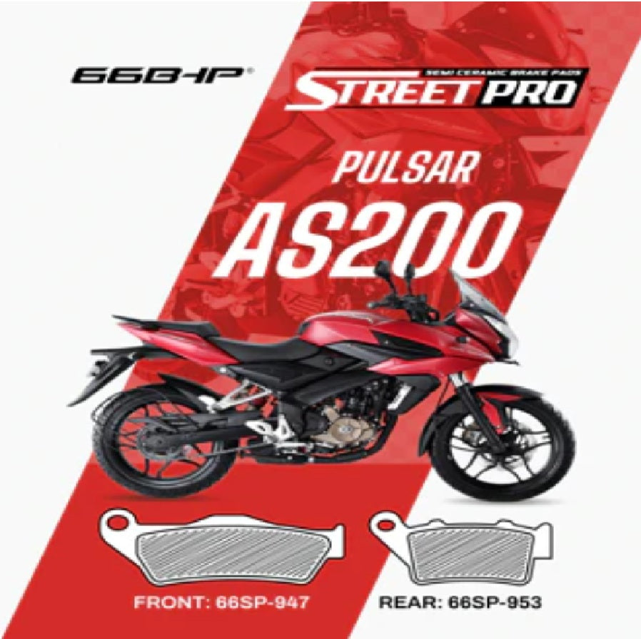 66BHP Street Pro Semi Ceramic Brake Pads Bajaj Pulsar AS 200