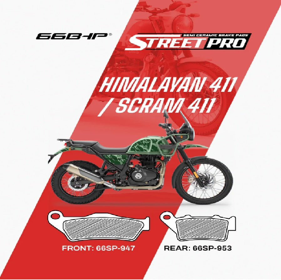 66BHP Street Pro Semi Ceramic Brake Pads Royal Enfield Himalayan 411 / Scram 411
