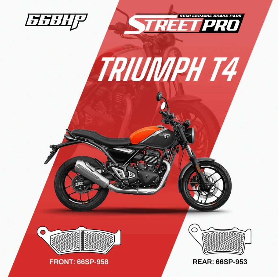 66BHP Street Pro Semi Ceramic Brake Pads Triumph T4