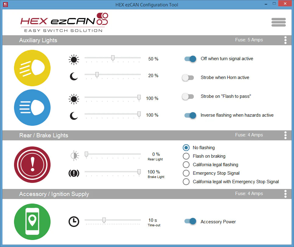 HEX ezCAN → BMW S, F &K Accessory Manager (Gen 2)