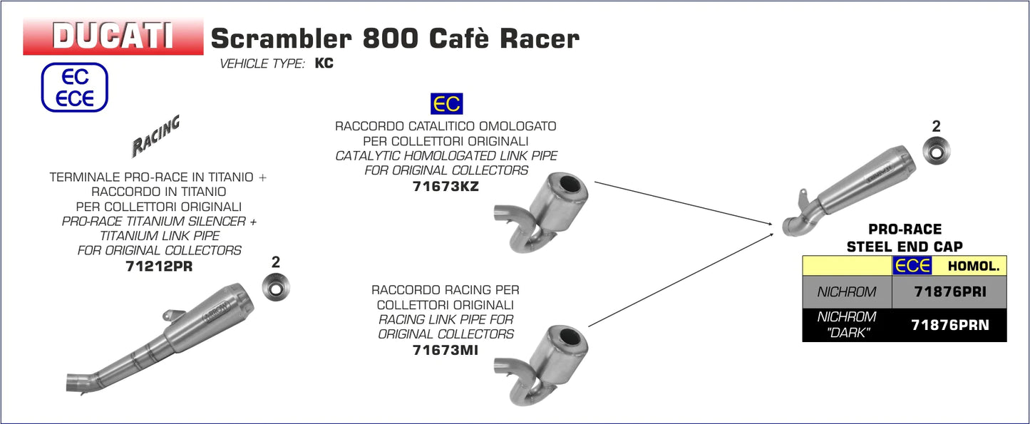 ARROW DUCATI SCRAMBLER 800 CAFÈ RACER 2017/2018