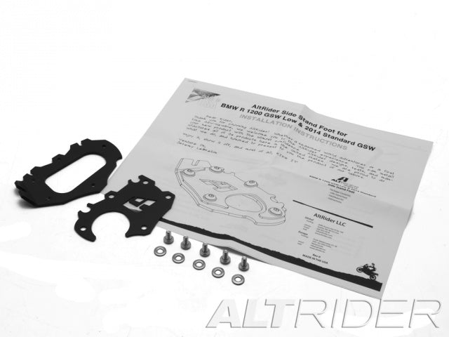 AltRider Side Stand Foot for the BMW R 1200 & R 1250 GS /GSA Lowered - Black
