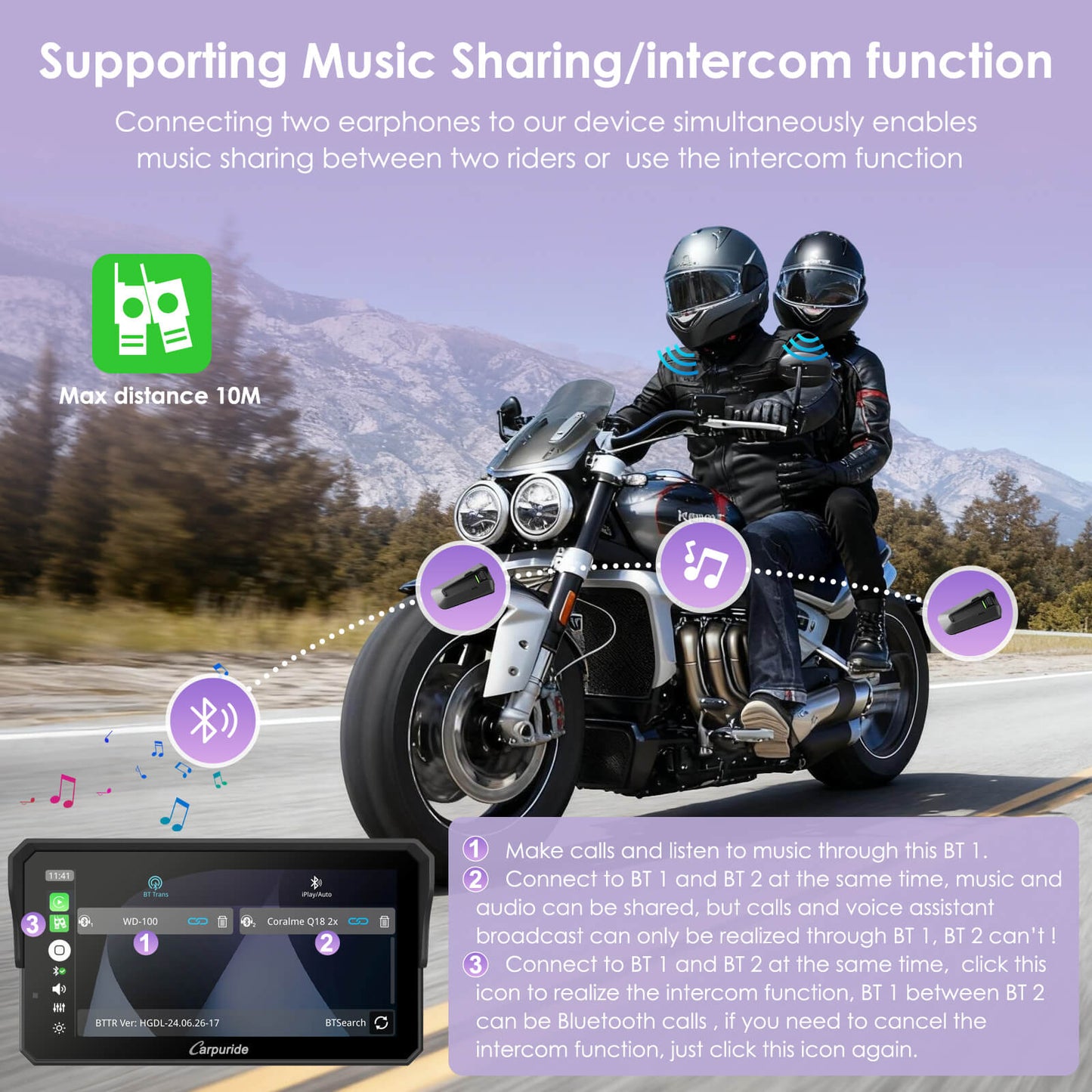 Carpuride W602BS 6" Motorcycle Stereo-Designed for BMW Motorcycle Compatible with Wonder Wheel Control