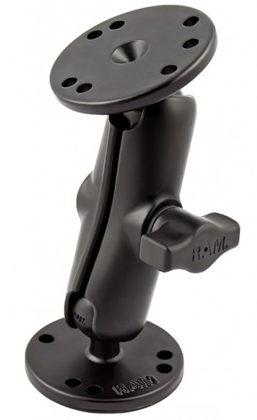 RAM 1" Diameter Ball Mount with Medium Double Socket Arm & 2/2.5" Round Bases