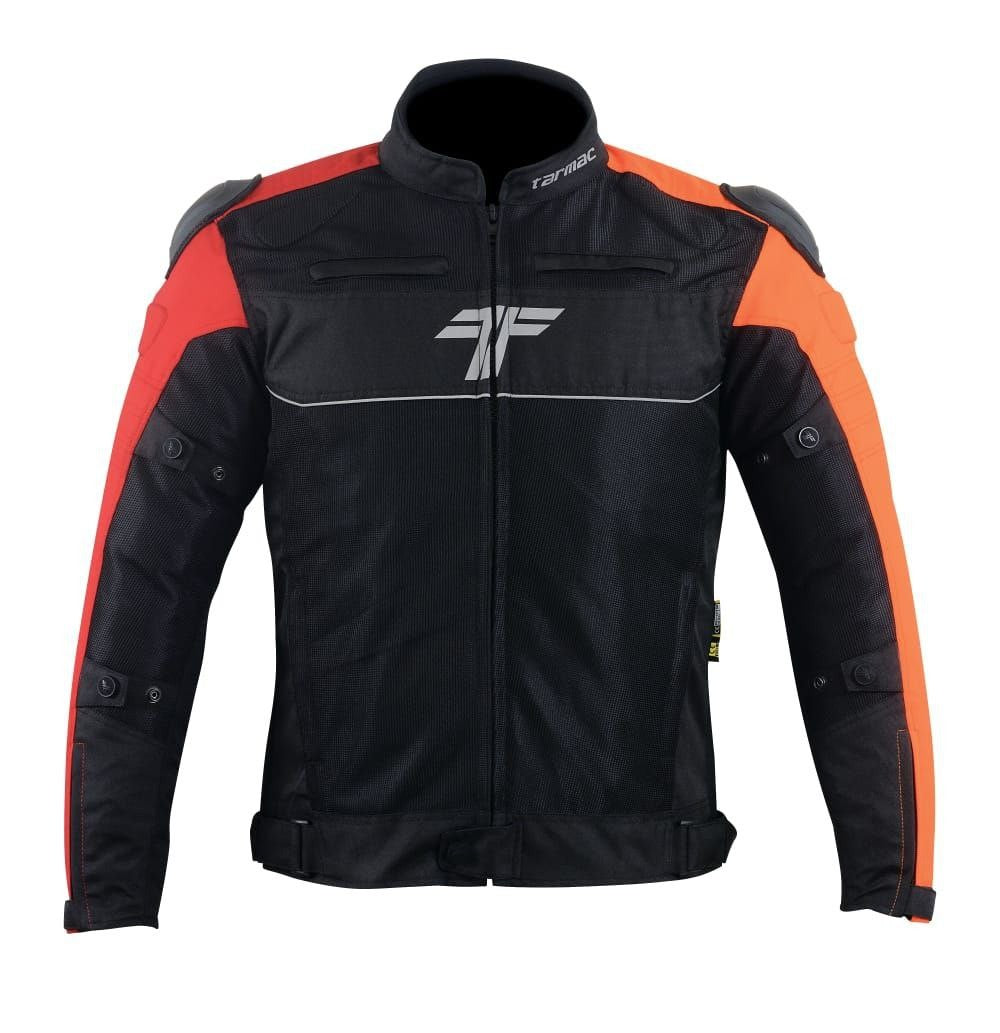 Tarmac One III Black/Red/Orange Jacket Level 2 + PU chest protectors FREE Tarmac Tex Red or Orange gloves in same size