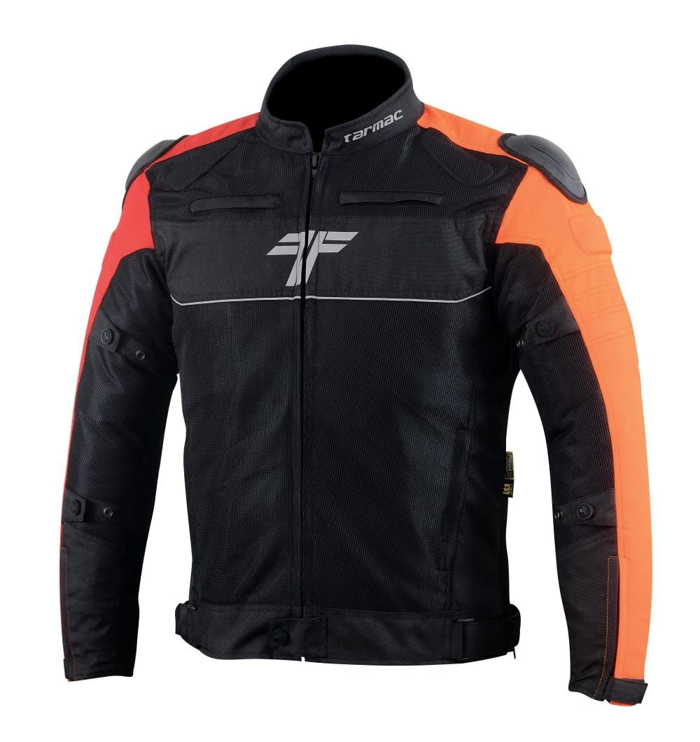 Tarmac One III Black/Red/Orange Jacket Level 2 + PU chest protectors FREE Tarmac Tex Red or Orange gloves in same size