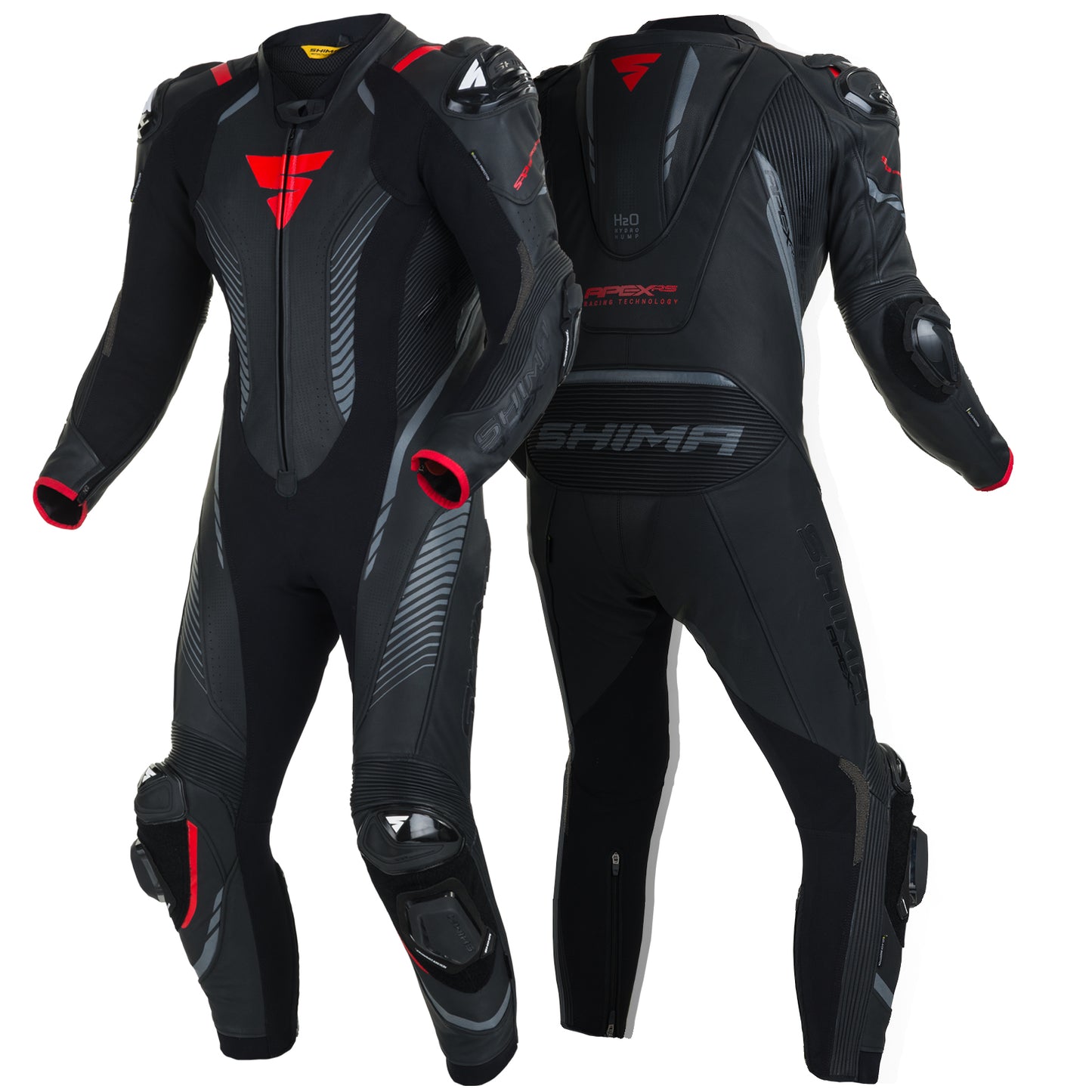 Black Red Shima Apex RS 1-Piece Leather Racing Suit