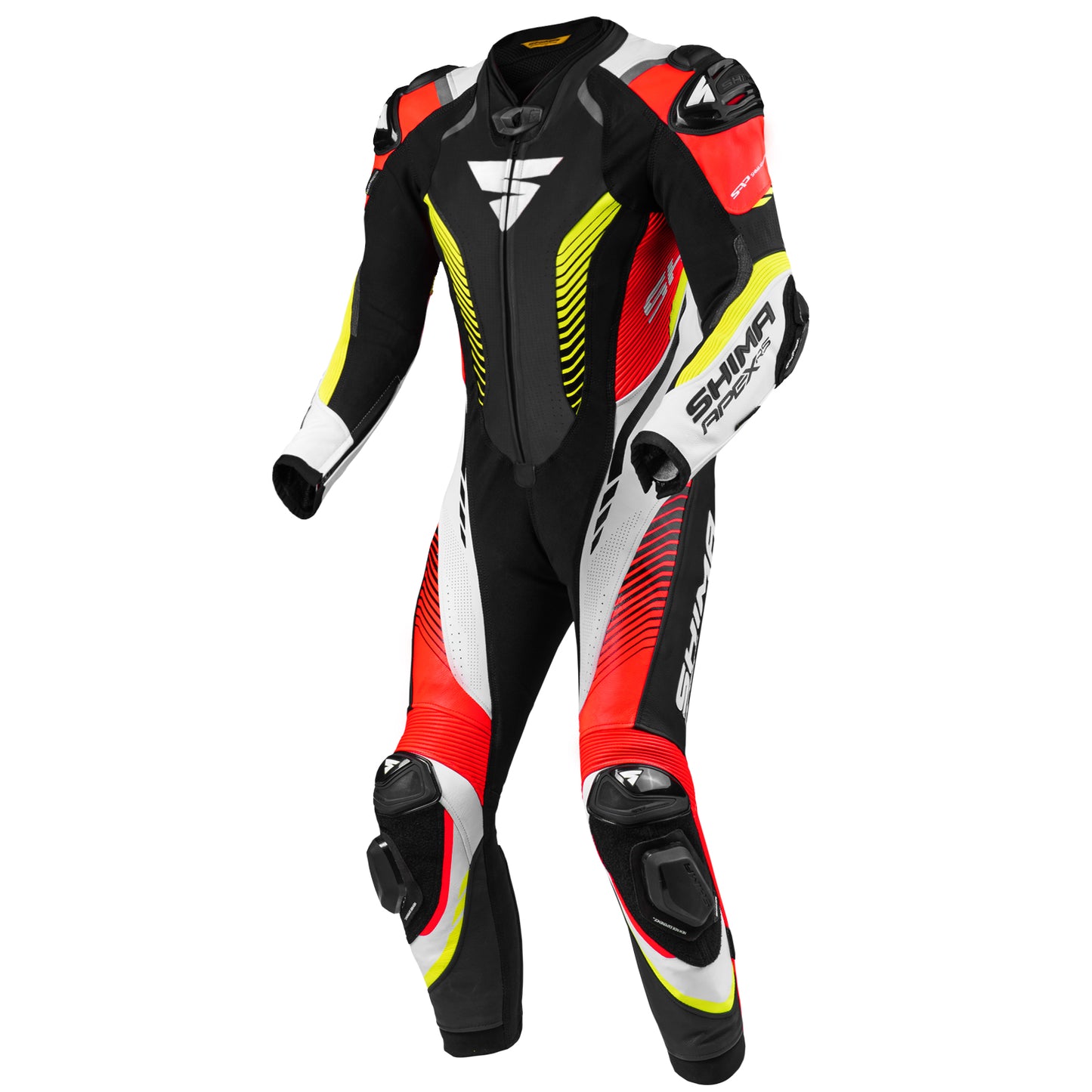 Red White Yellow Shima Apex RS 1-Piece Leather Racing Suit