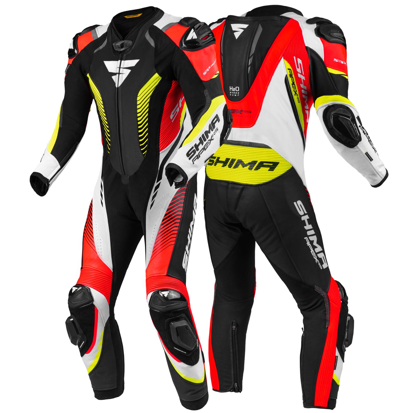 Red White Yellow Shima Apex RS 1-Piece Leather Racing Suit