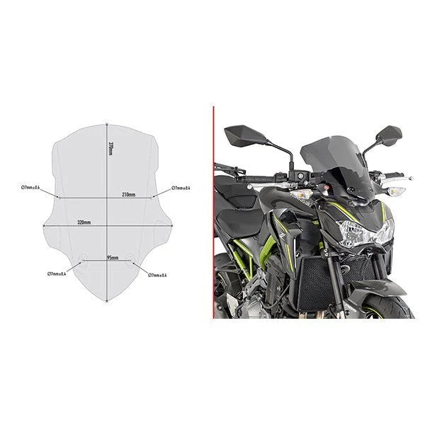 GIVI A4118 – SMOKED WINDSCREEN – KAWASAKI Z900 (’17-’19)