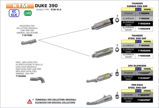 ARROW EXHAUST FOR KTM DUKE 390 2017-