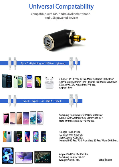 Cliff Top DIN (Hella) to 36W PD USB-C + QC 3.0 (ANGLED)