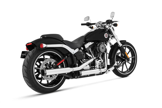 RINEHART 3" SOFTAIL SLIP-ONS CHROME WITH BLACK STRAIGHT END CAP - FITMENT 1