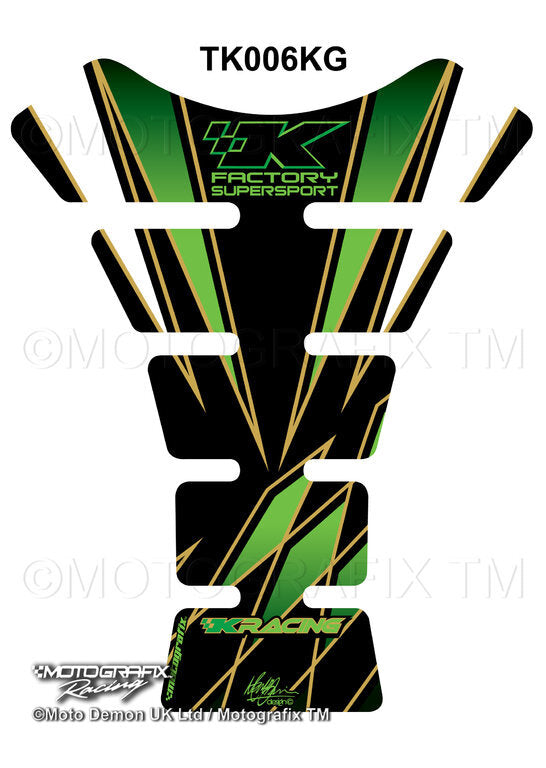 Motografix Black Green Tank Pad Protector Motografix TK006KG for Kawasaki ZX4R/ZX6/ZX10