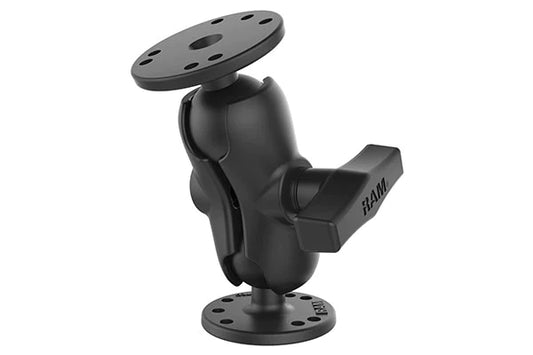 RAM® C SIZE SHORT UNIVERSAL DOUBLE BALL MOUNT WITH TWO ROUND PLATES