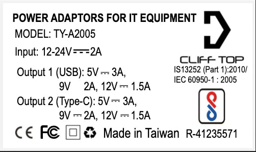 Cliff Top DIN (Hella) to 36W PD USB-C + QC 3.0 (STRAIGHT)