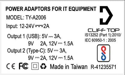 Cliff Top DIN (Hella) to 36W PD USB-C + QC 3.0 (ANGLED)