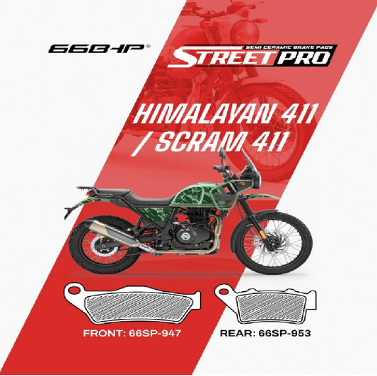 66BHP Street Pro Semi Ceramic Brake Pads Royal Enfield Himalayan 411 / Scram 411