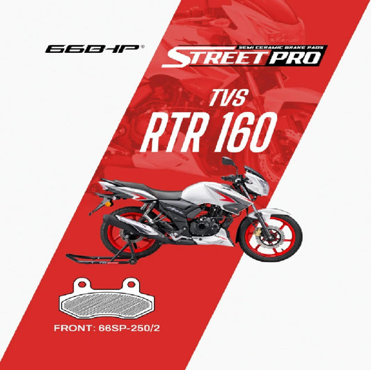 66BHP Street Pro Semi Ceramic Brake Pads TVS RTR 160