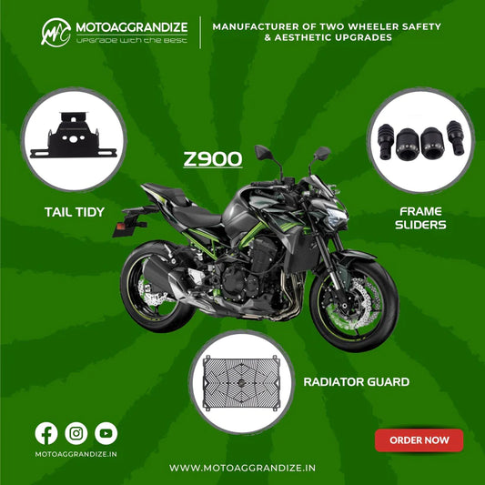 Motoaggrandize Kawasaki Z900 Combo | Frame Sliders, Radiator Guard, Tail Tidy