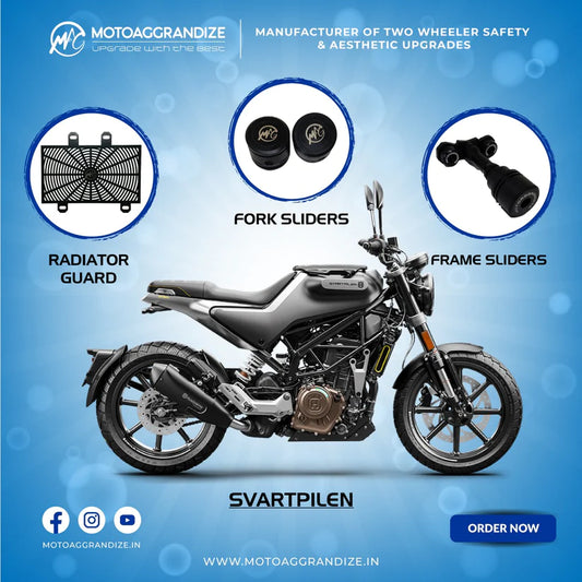 Motoaggrandize Husqvarna Svartpilen Combo | Frame Sliders, Radiator Guard, Fork Sliders