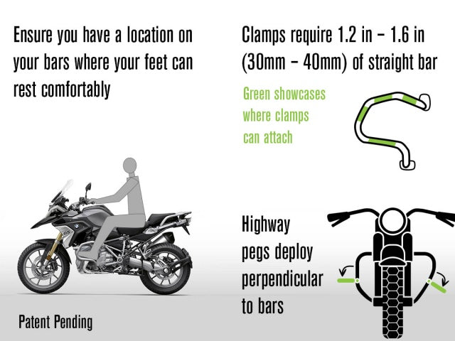 AltRider Universal Highway Foot Pegs for 1.25 inch (31.75 mm) Diameter Bar - Silver