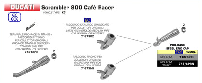 ARROW DUCATI SCRAMBLER 800 CAFÈ RACER 2017/2018