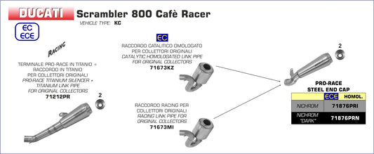 ARROW DUCATI SCRAMBLER 800 CAFÈ RACER 2017/2018