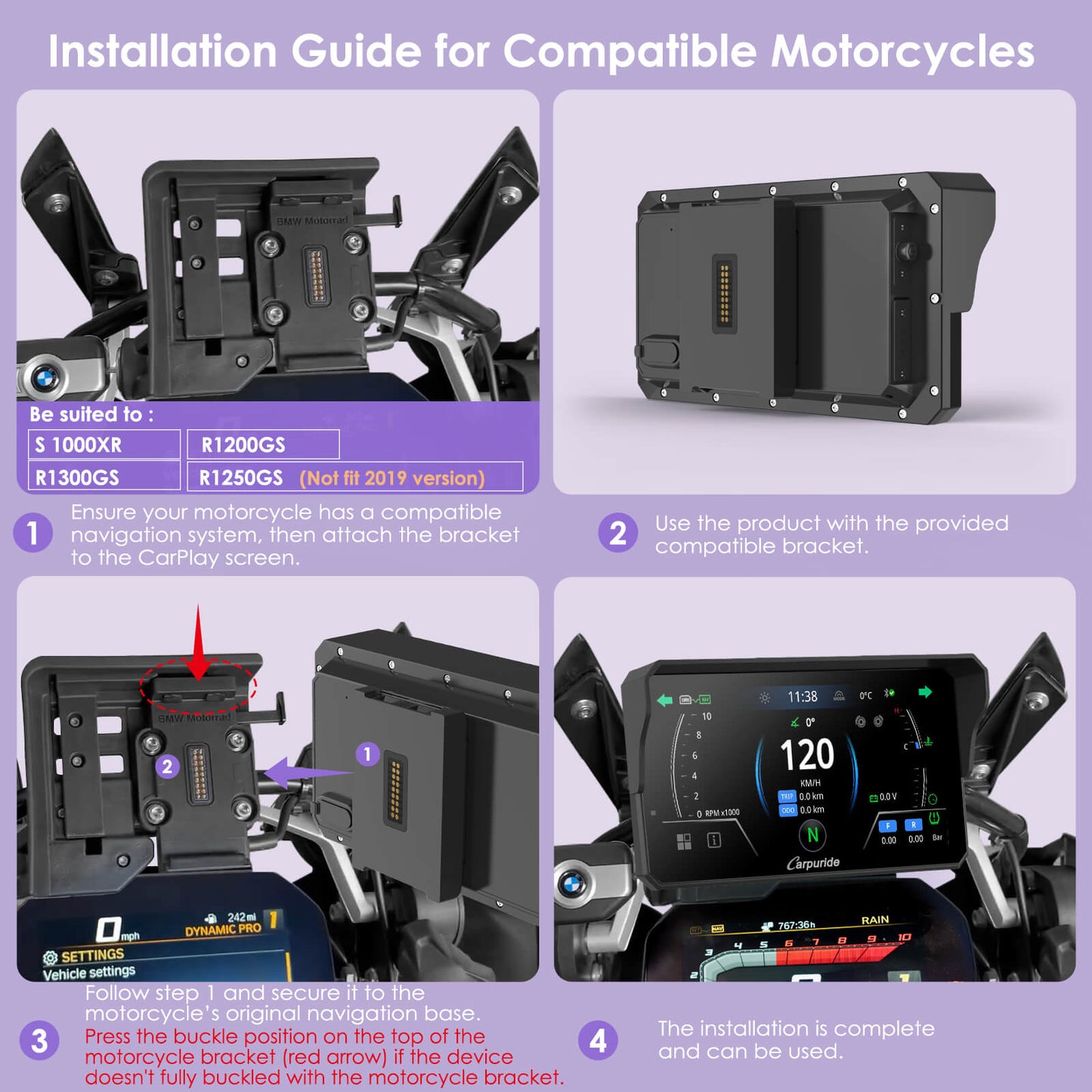 Carpuride W602BS 6" Motorcycle Stereo-Designed for BMW Motorcycle Compatible with Wonder Wheel Control