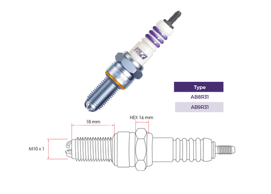 UMA Racing UR Spark Plug AB9R31 - 02AR0068/02SP0003