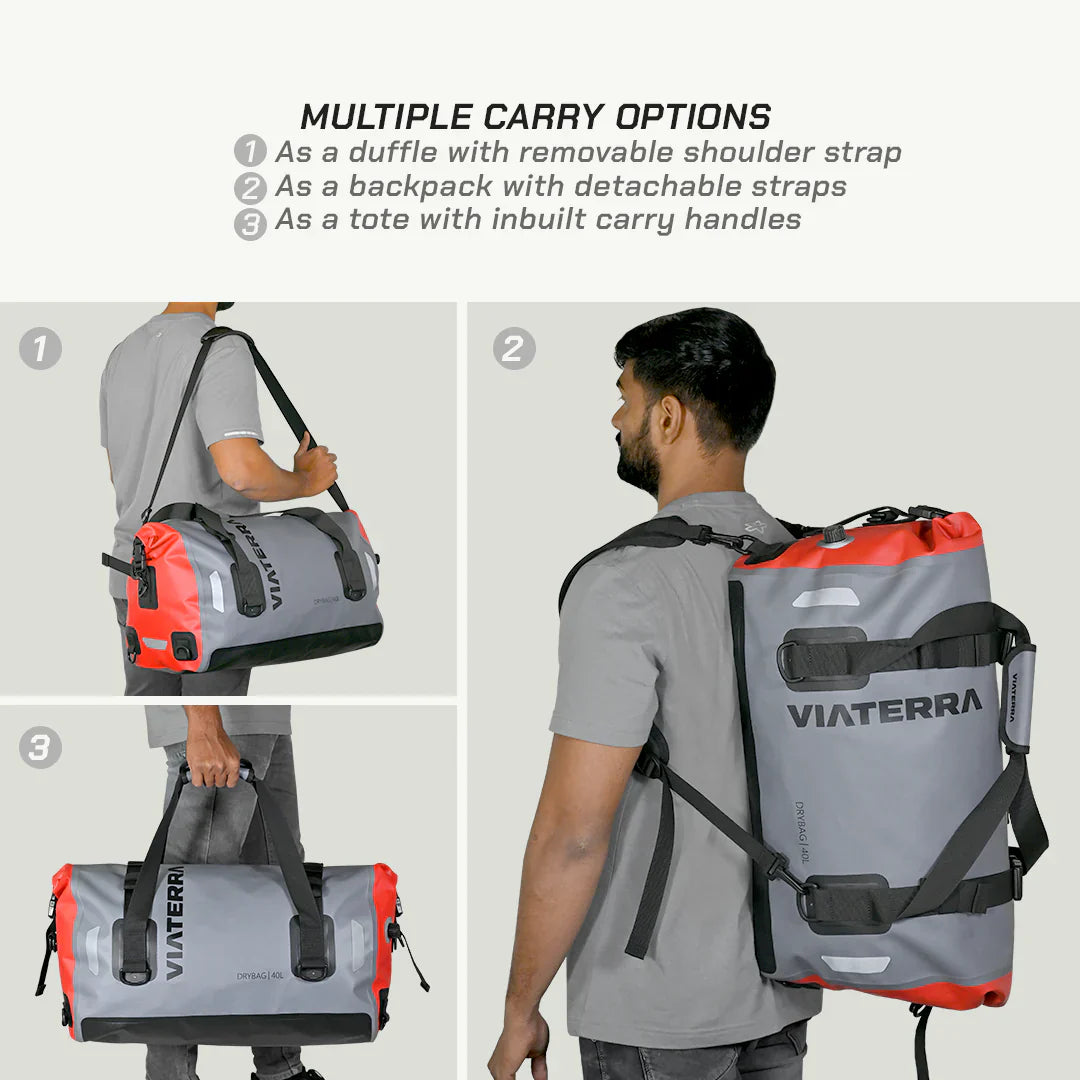 ViaTerra DryBag 40L - 100% Waterproof Motorcycle Tailbag (Universal)
