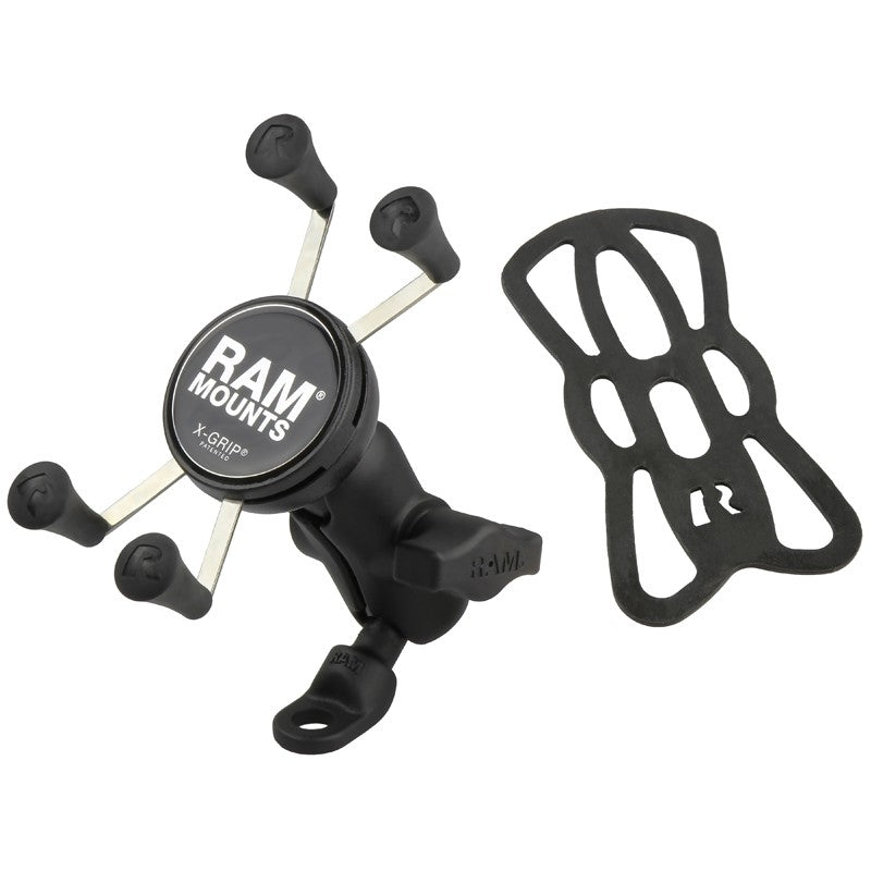 RAM Mini Motorcycle Base (9mm Hole) with Universal RAM® X-Grip® Phone Cradle