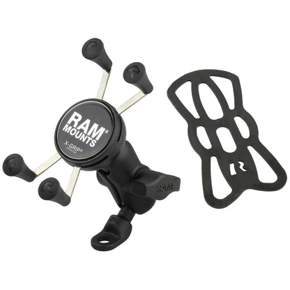 RAM Mini Motorcycle Base (9mm Hole) with Universal RAM® X-Grip® Phone Cradle