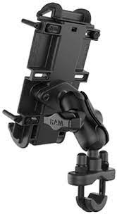 RAM Mini Motorcycle Base (9mm Hole) with Quick-Grip™ Spring Loaded Phone Holder
