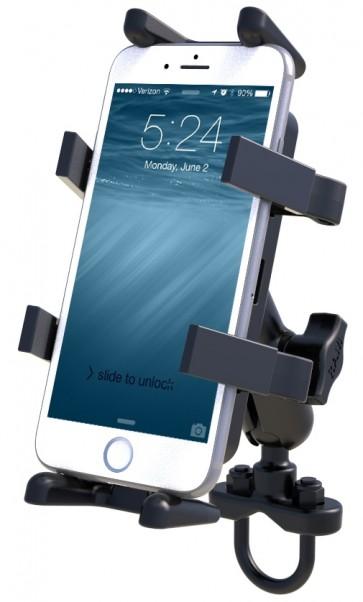 RAM Mini Motorcycle Base (9mm Hole) with Universal RAM® X-Grip® Phone Cradle
