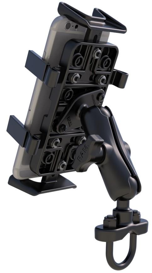 RAM Mini Motorcycle Base (9mm Hole) with Universal RAM® X-Grip® Phone Cradle