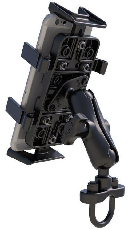 RAM Mini Motorcycle Base (9mm Hole) with Universal RAM® X-Grip® Phone Cradle