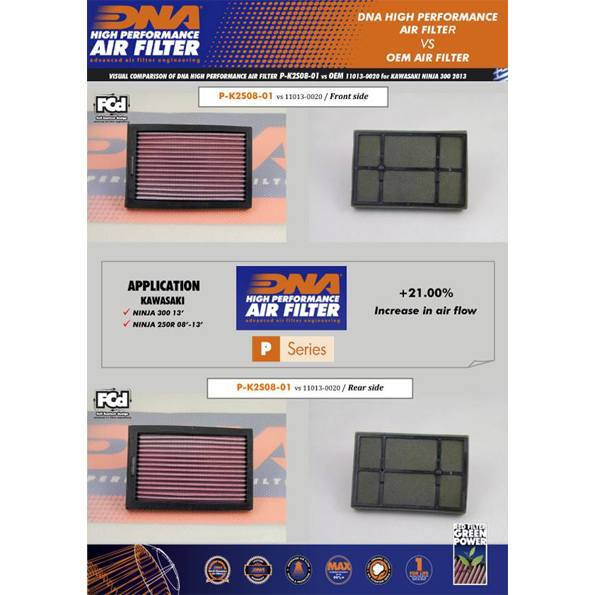 DNA Air Filter for Kawasaki EX Ninja Series (08-17) / Kawasaki Z 300 (15-16)