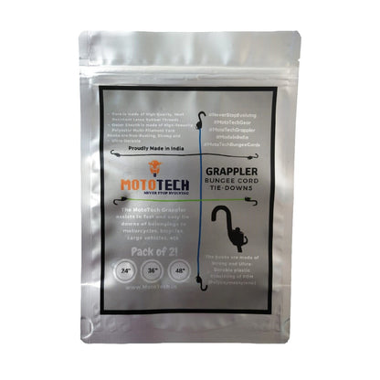 MOTOTECH Grappler Bungee Tie-Down - 24"/ 60 cms - Black - 8mm - Pack of 2