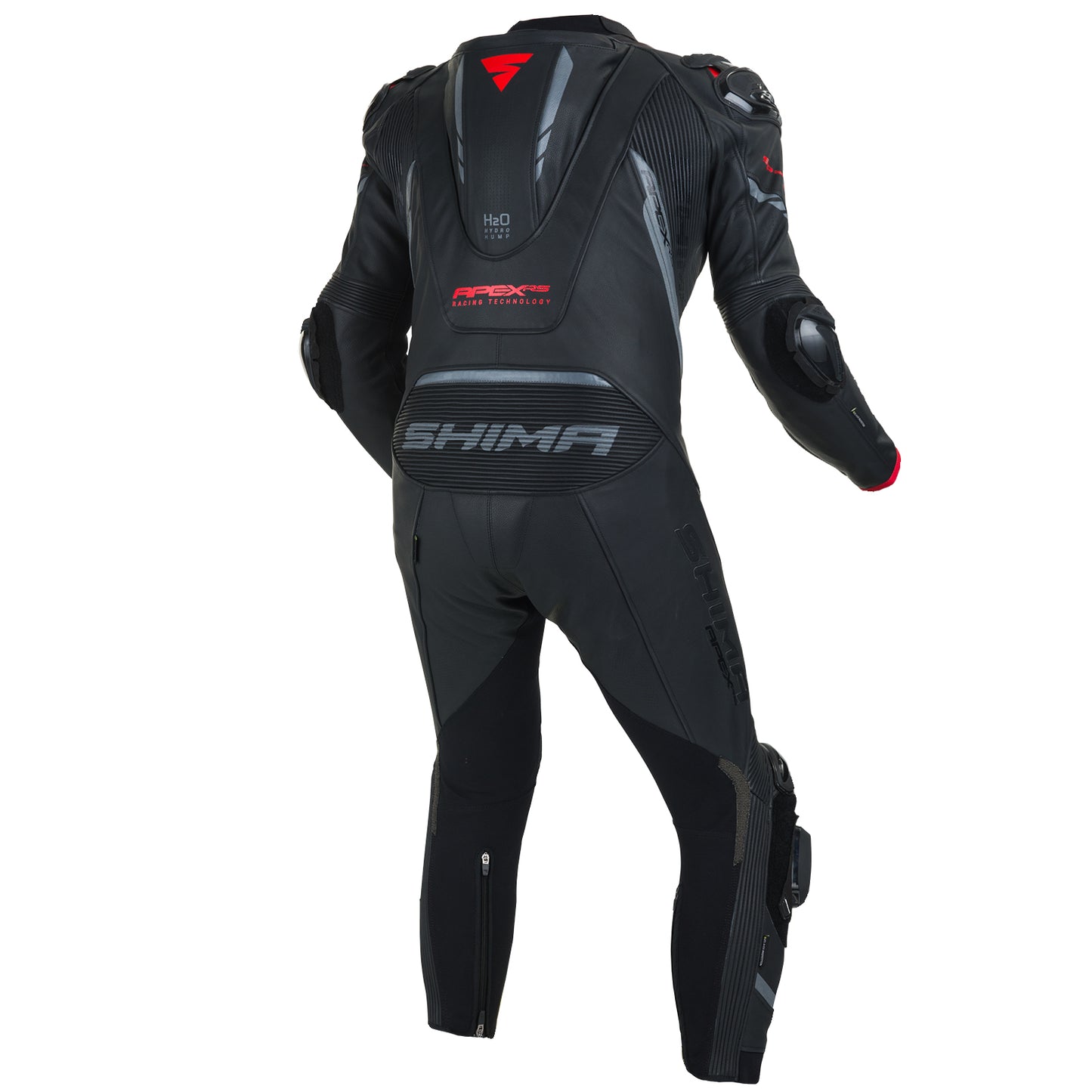 Black Red Shima Apex RS 1-Piece Leather Racing Suit