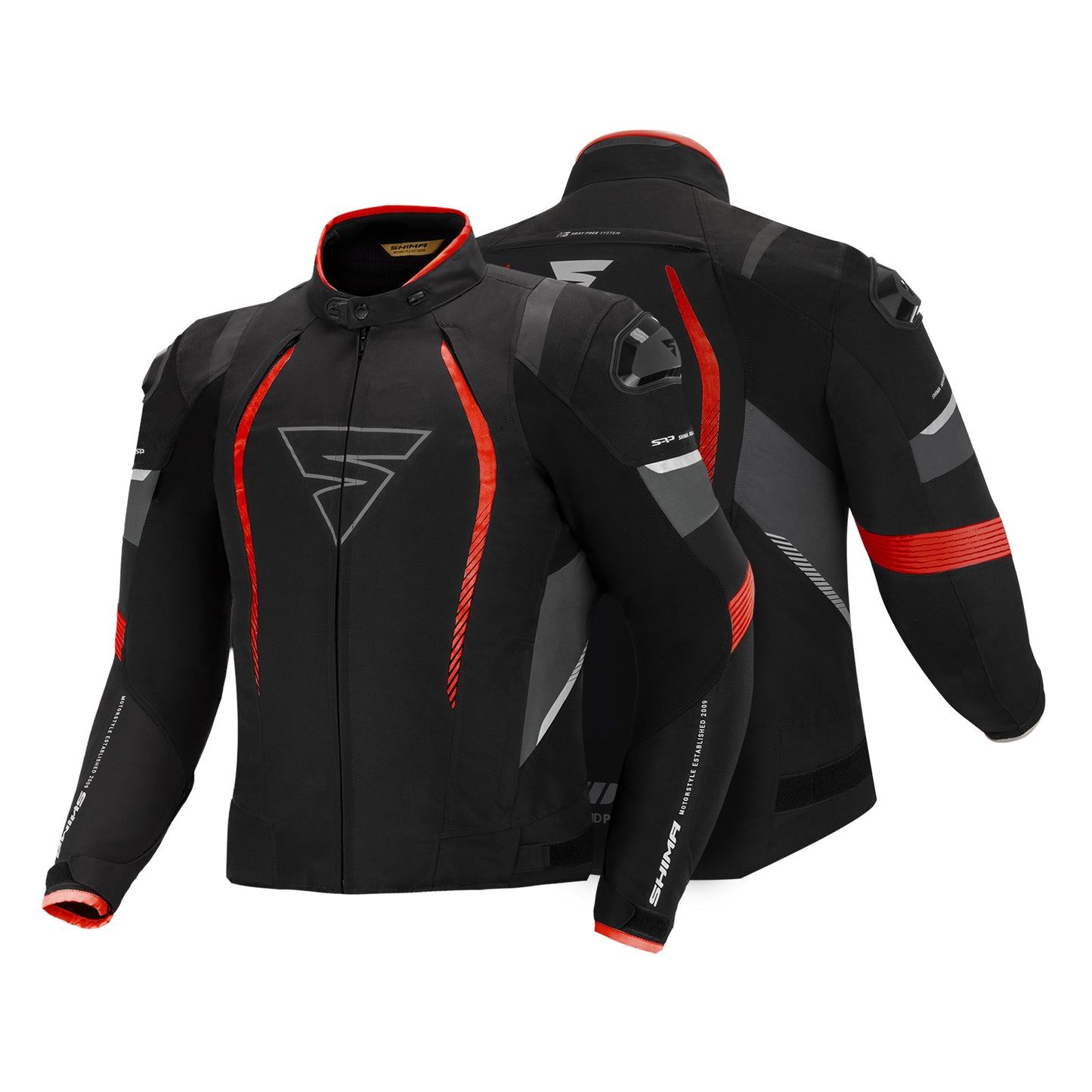 Shima Solid Pro Textile Sports Touring Red Riding Jacket